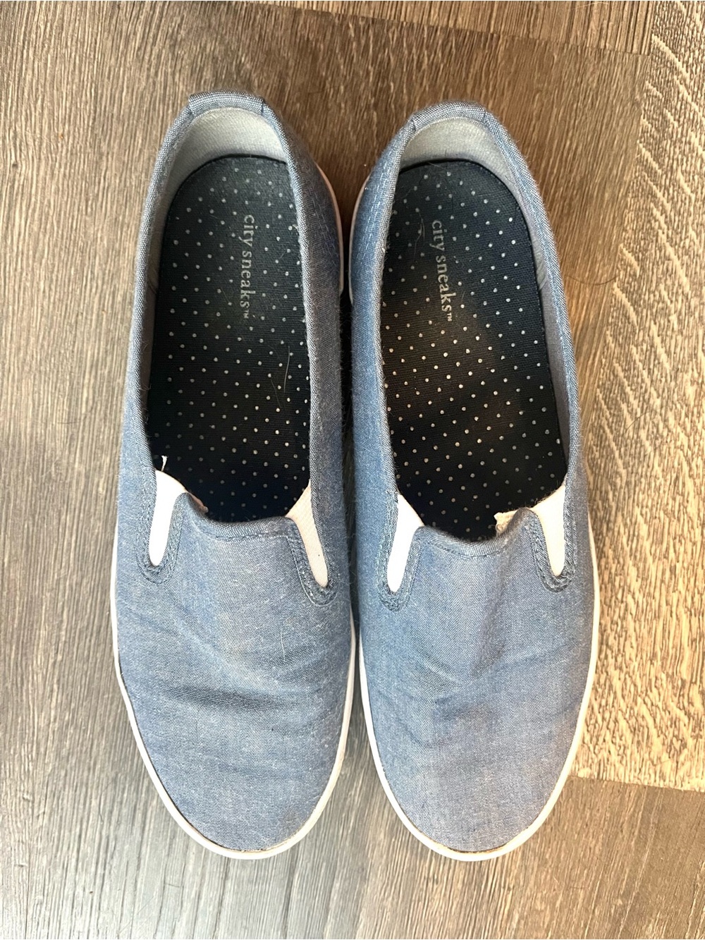 Womans Slip-On Sneakers in Denim Blue